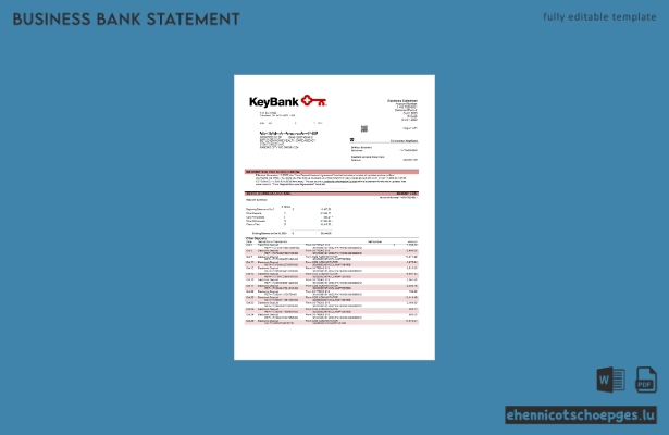 Keybank-Geschäftskontoauszug – Beispielansicht (Word und PDF)